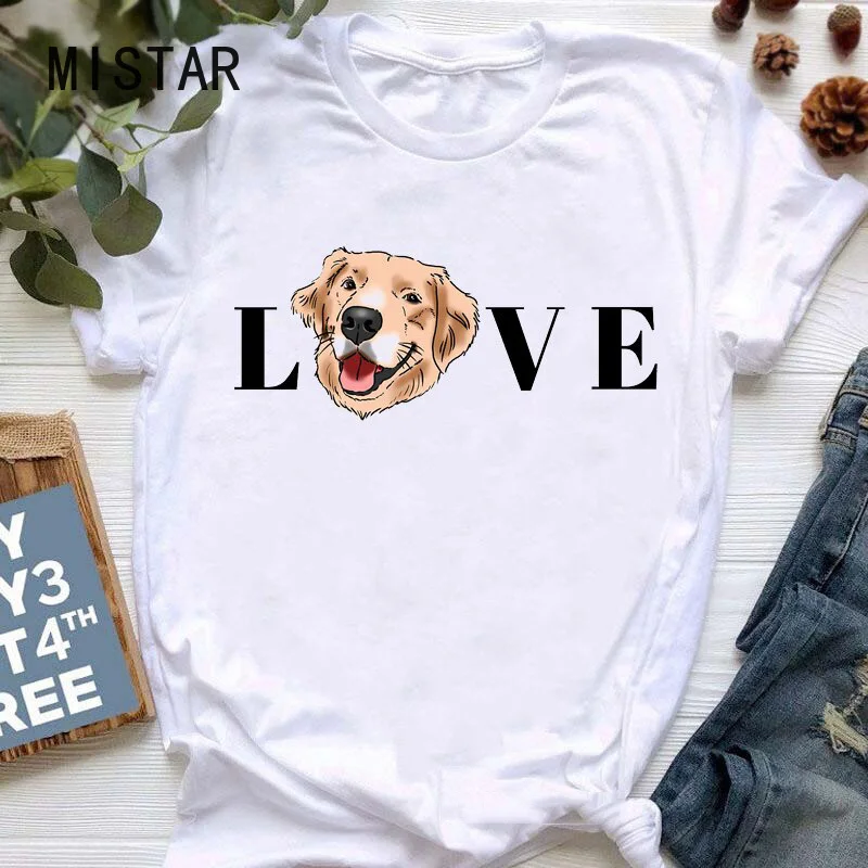 

Summer Just A Girl Who Loves Golden Retrievers Graphic Tees Women Pet Dog Mom/Lover Mothers Day Gift Funny Tshirt White T-Shirt