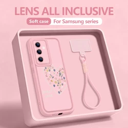 Enhanced Product Title: S25 Edge Case with Cartoon Flowers and Love Heart Lanyard Design - Galaxy S23 Ultra (B005 Pink Lanyard)