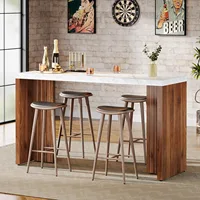 LITTLE TREE Home Bar Unit, 55.12-Inch Bar Table, Modern Freestanding Mini Bar for Home Kitchen, Living Room, Balcony, Basement