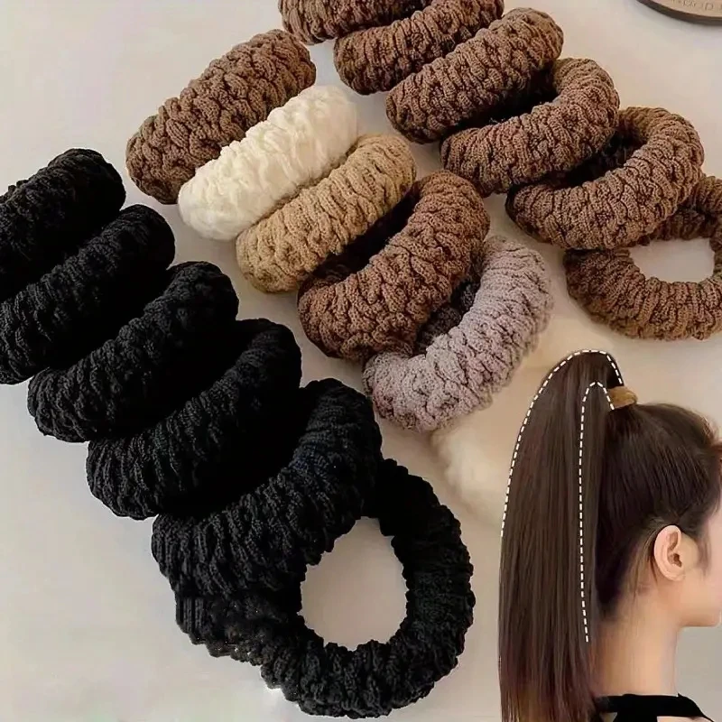 5/10 pièces ensemble haute élastique cheveux élastiques décontracté cheveux cravates épais cheveux cordes coiffure pour les femmes