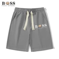 2024 Summer Men's Sports Shorts Solid Color Straight Barrel Pattern Loose Elastic Waist Drawstring Casual Shorts Jogging Shorts 1