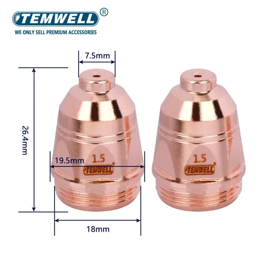 20/40pcs p80 Plasma elektroden düse 1.1/1.3/1.5/1,7mm Schneid brenner 60a 80a 100a p80 cnc lectrode Plasmas ch neider Zubehör – Detail 5