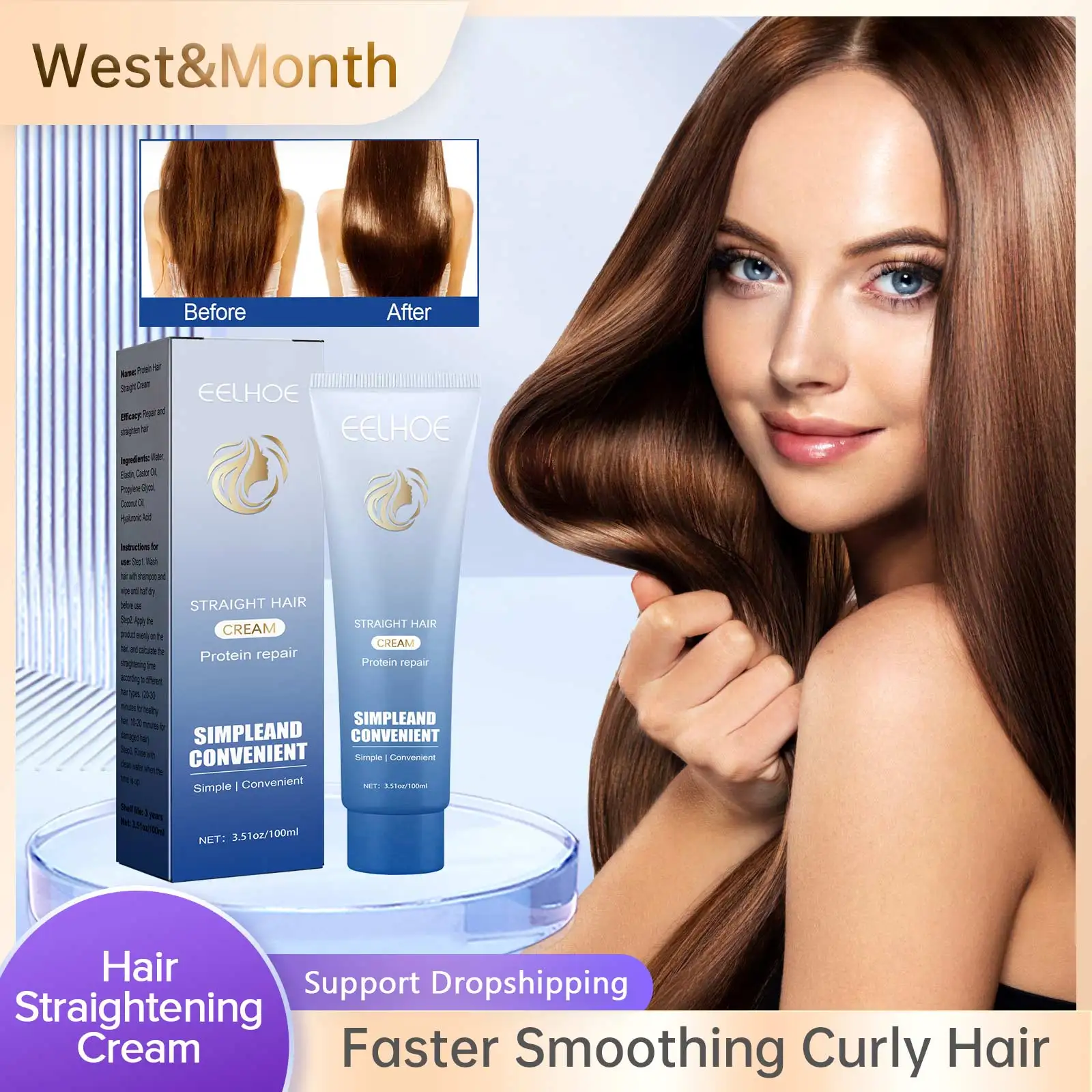 

Keratin Hair Straightening Cream Faster Smoothing Frizzy Curly Hair Professional Hair Damaged Treatment Protein Correction Cream