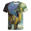Camiseta gigante dragão azul com gola redonda masculina, tops estilo  moderno, jogo da Quest, algodão puro - AliExpress