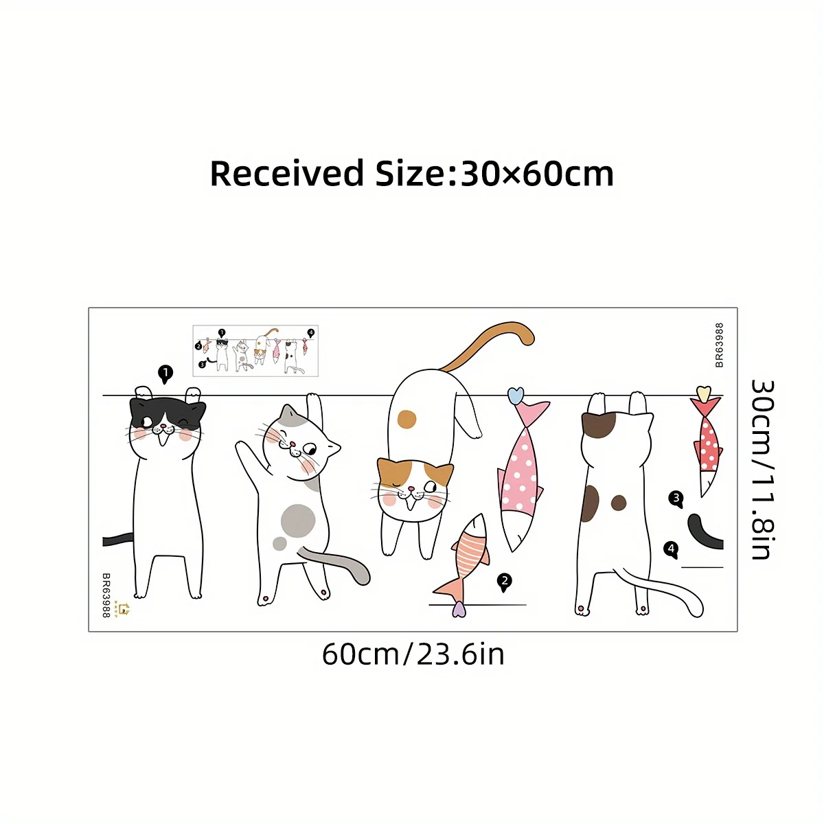 Cartoon Cute Catfish Clothes Hanger Line Animal Wall Stickers Removable for Bedroom Living Room Nursery Decoration Wall Decal wall stickers vinyl decal stickers