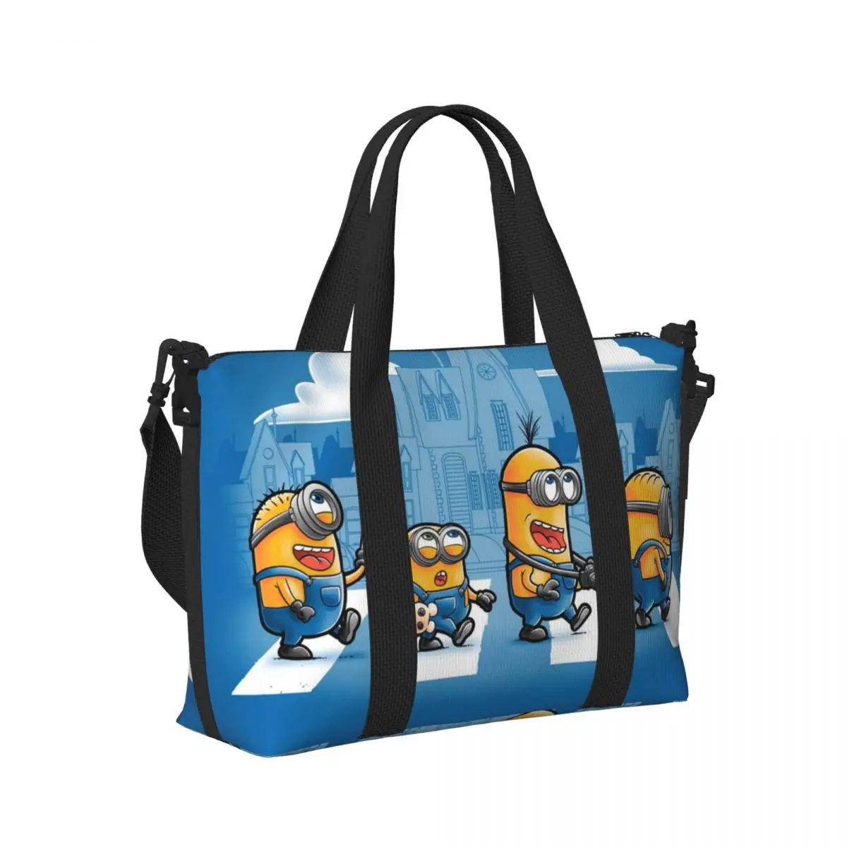 Custom M-Minions Road Beach Tote Bag for Women M-Minions Cartoon Big Compartment Gym Beach Travel Bags 3