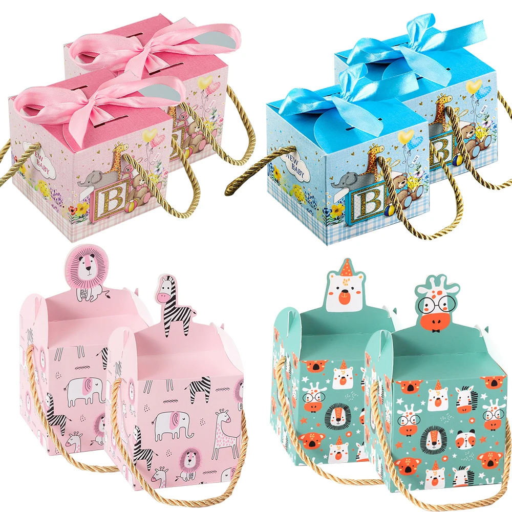 5 Pezzi Di Cartone Sacchetti Di Caramelle Animali Scatola Di Caramelle Blu Rosa Per Bambini Animali Selvatici Decorazioni Per Feste Di Buon Compleanno