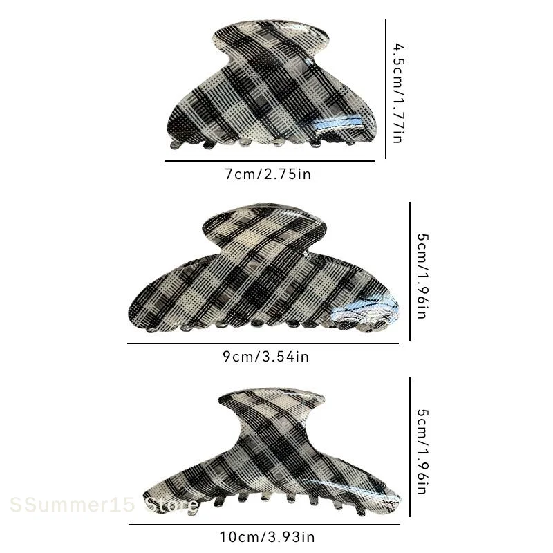 Elegant Plaid Acrylic Hair Claw Clip - Classic Retro Hair Accessory
