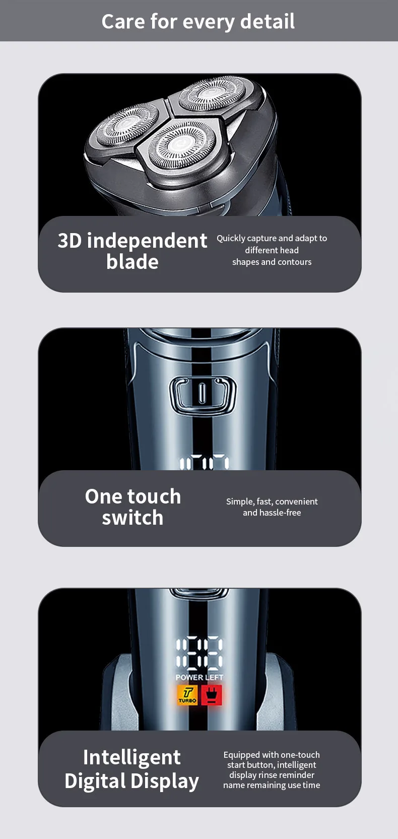 Electric Shaver For Men 3d Flexible Heads Rechargeable Trimmer_voghion.com