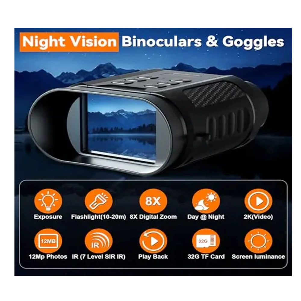 Mini Binocular Night Vision Device High Definition 4K 48MP Outdoor Infrared 8X Digital Zoom Binoculars Infrared Hunting 6