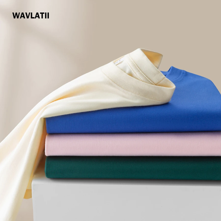 WAVLATII Women New Casual Solid T shirts Female White Black Short Sleeve Summer Tees Lady 100% Cotton O-neck Unisex Tops WT2501 2