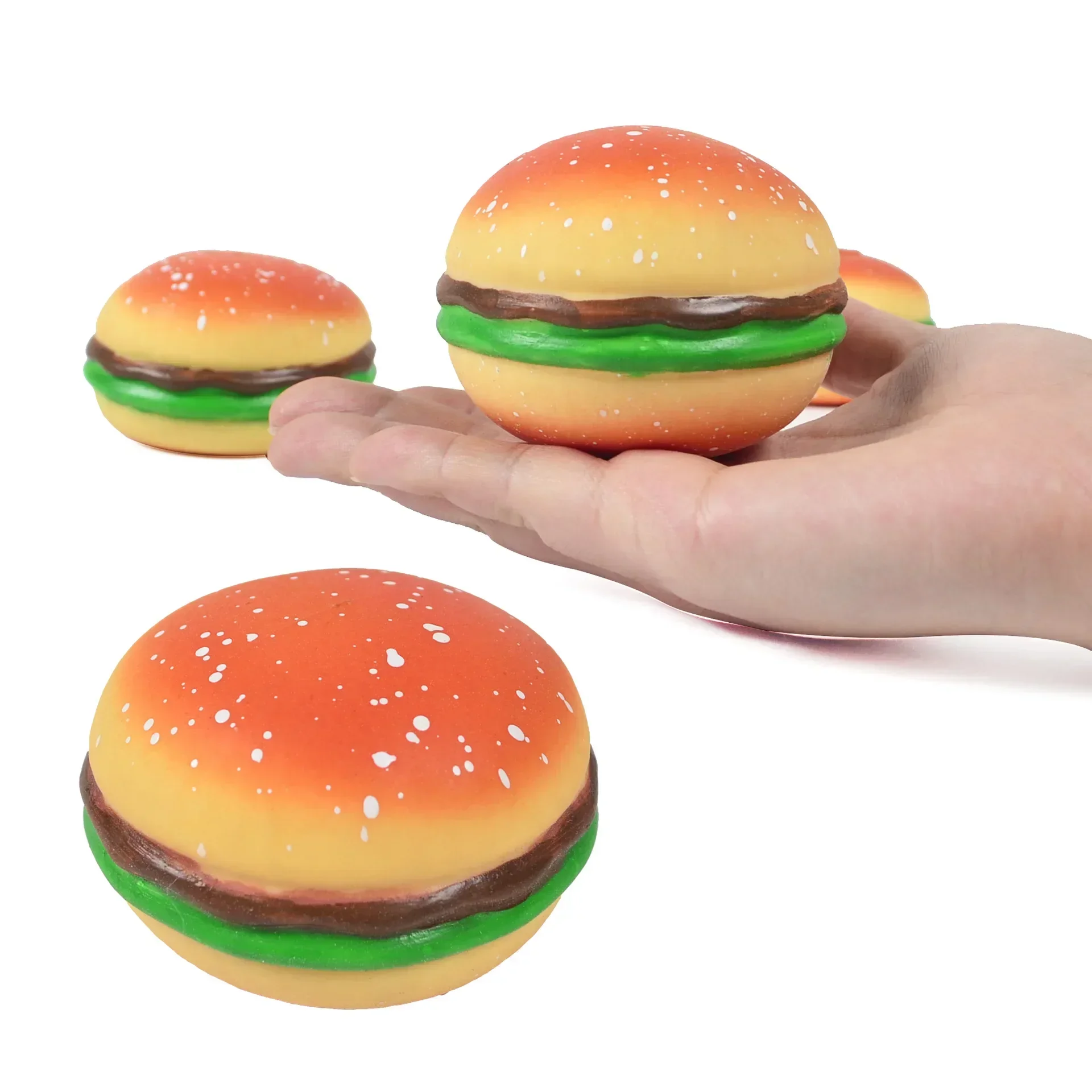NEW Burger Stress Ball 3D Squishy Hamburger Fidget Toys Silicone Decompression Silicone Squeeze Ball Fidget Sensory Toy 4