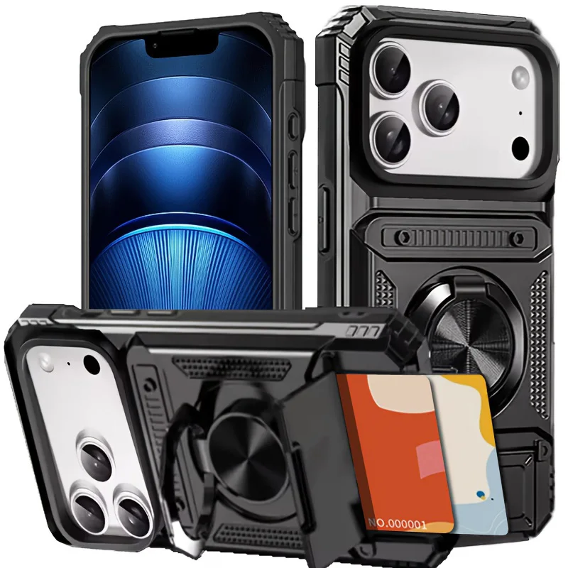 Durable Shockproof Stand Case with Card Slots and Heavy-Duty Protection
