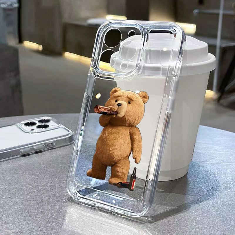 Teddy Bear Couple Cartoon Clear Phone Case Cover