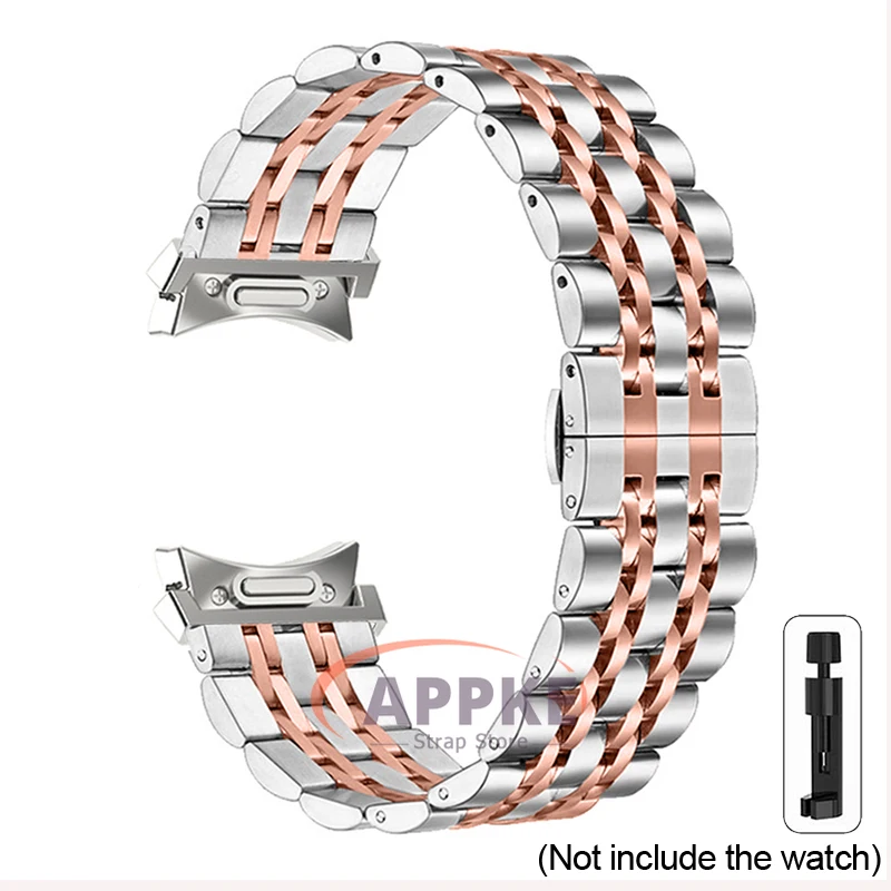 Sleek Stainless Steel Smartwatch Band - Gap-Free Quick Fit Metal Strap