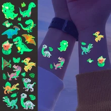 

1pcs Glowing Waterproof Tattoo Sticker Dinosaur Temporary Tattoo Kids Glitter Body Art Fluorescent Fake Tatoos for Men and Women