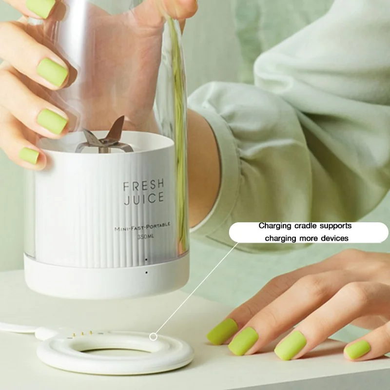 Handzee Mini licuadora portátil – Licuadora de tamaño personal recargable  por USB de 13 onzas, con 6 cuchillas, vaso exprimidor de plástico sin BPA