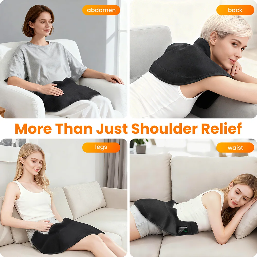 Electric Heating Shoulder Neck Pad Type-C Cervical Brace Wrap 4 Levels Hot Compress Back Shawl Neck Shoulder Heated Pad