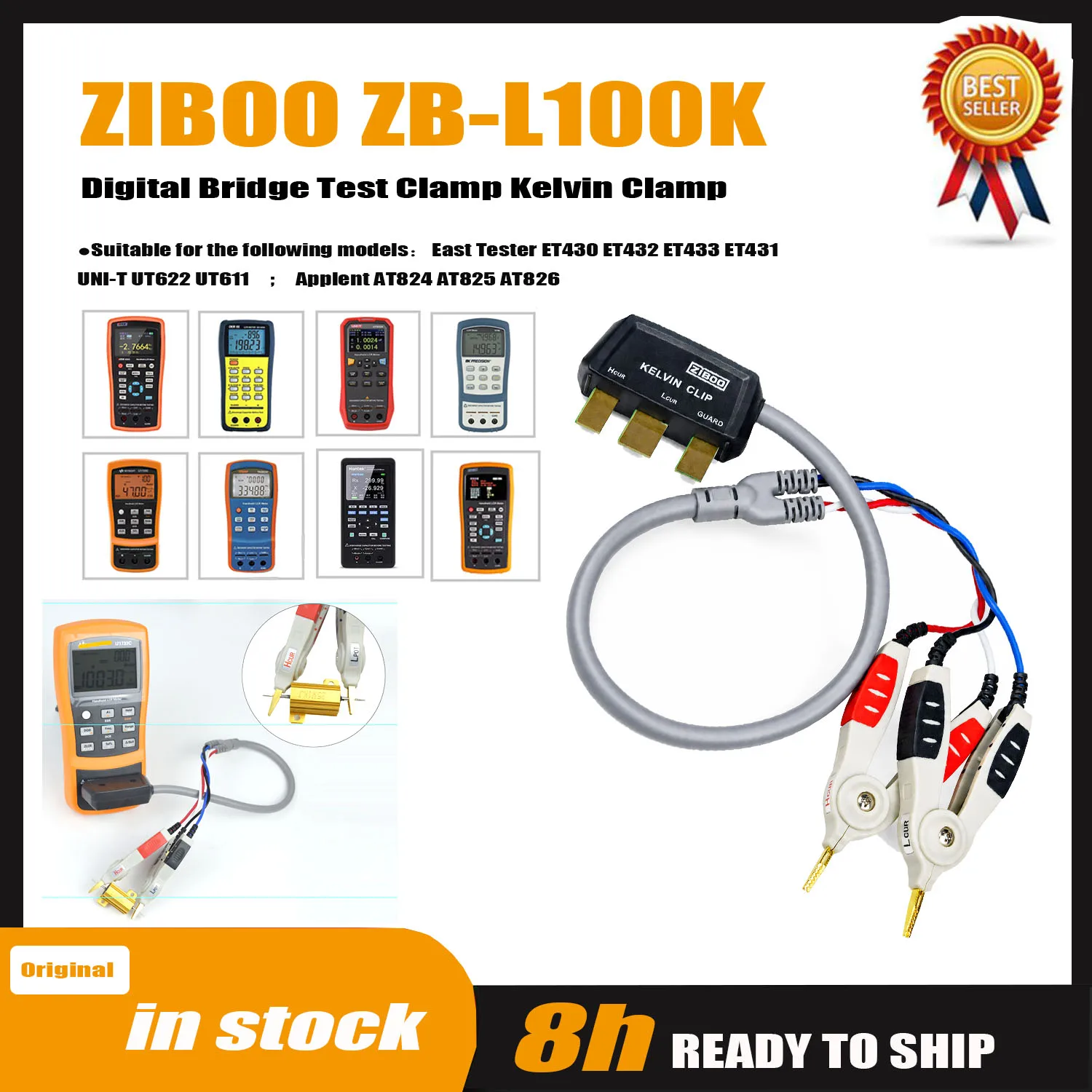 Ziboo ZB-L100K handheld lcr test clip universal digitale brücke kelvin test linie smd chip