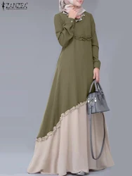 ZANZEA Women Long Sleeve O Neck Solid Abaya Hijab Dress Fashion Muslim Kaftan Holiday Sundress Casual Vestidos Islamic Clothing