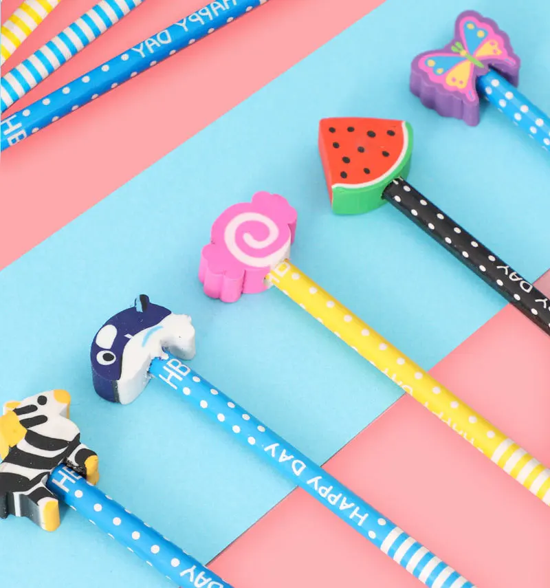 Cartoon Mit Radiergummi Bleistift Nette Kreative Schreibwaren Geschenke Für Kindergarten Schüler Büro Schule Liefert HB 5/10/20/50Pcs – Detail 11