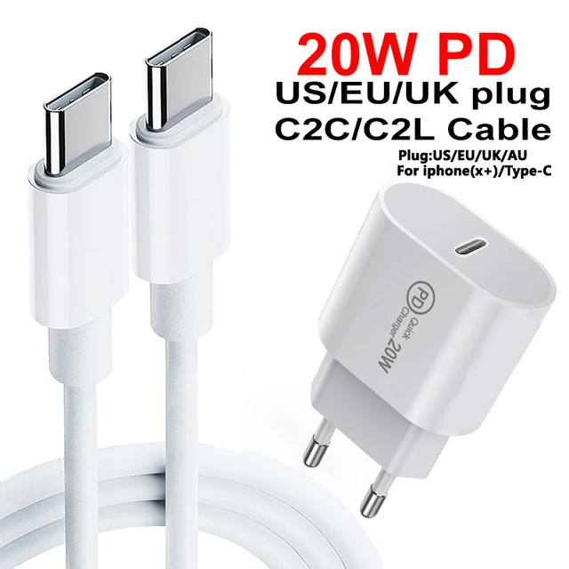 Adaptador de cargador rápido USB tipo C PD de 18W para Apple