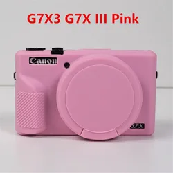 Durable Soft Silicone Rubber Armor Camera Body Case with Lens Cap - Shockproof Cover (G7X3 G7XIII Pink)