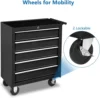 5-Drawer Rolling Tool Chest w/Lock & Key, Tool Storage Cabinet with Wheels, Top Cushion & Drawer Liners, Tool Organizer 6