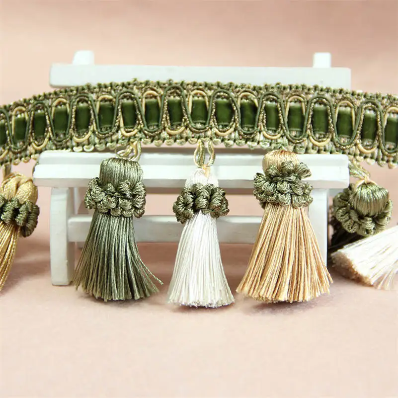 OHYER 3 Metri Di Lunghezza (x 5,5 Cm Di Diametro) Passamaneria Bordo Oro Frange Pesi Per Tende Decorazioni Per Scatola Ricamo Rombo Tappezzeria Arredo Argento Per Tende Sciarpe Trapunte Artigianato - Foto 6