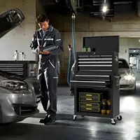 8 Drawer Rolling Tool Chest Large Capacity Rolling Tool Box with Wheels Locking Mechanical Tool Chest Portable Metal (Black) 2