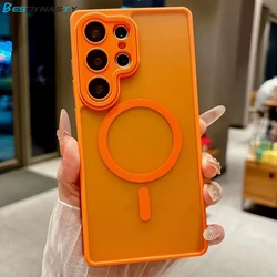 Luxury Matte Translucent Magnetic Wireless Charging Case with Magsafe Compatibility - A26  A17 (Orange)