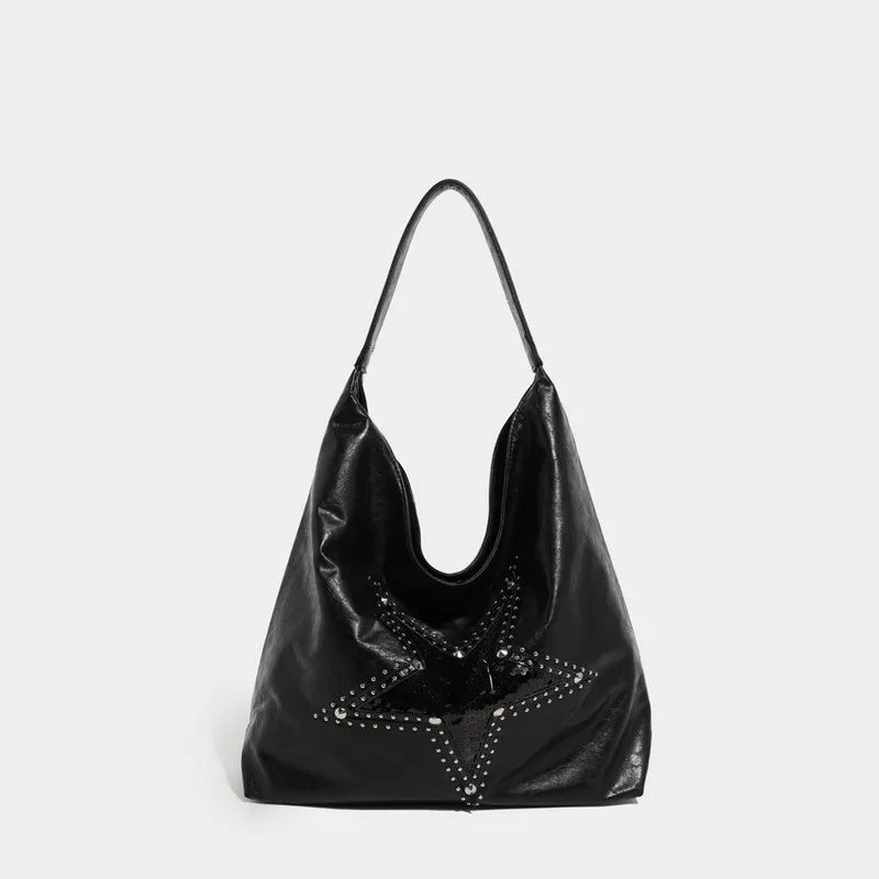 Large Capacity Rivet punk Bag For Women New Retro Texture Single Shoulder Tote Bags Fashion Versatile Casual Ladies Handbags