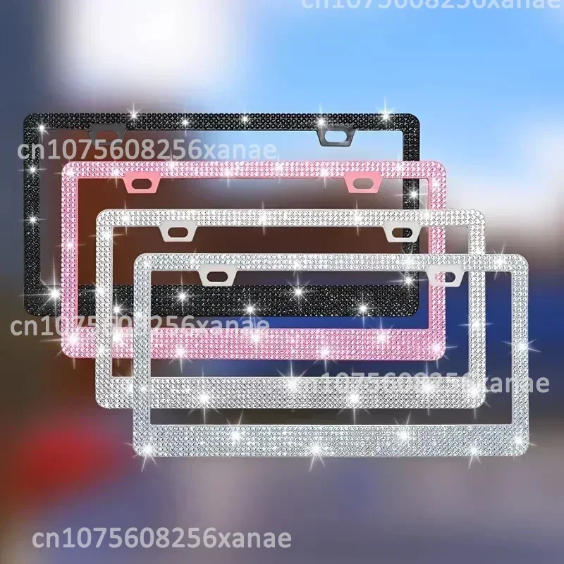 Rhinestone Stainless Steel Car License Plate Frame