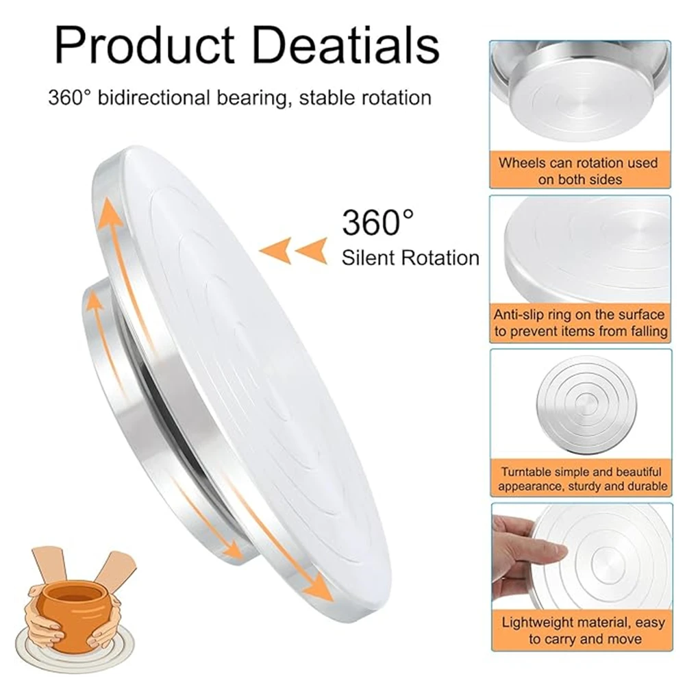Ceramics Pottery Wheel Tools DIY Double-Sided Clay Turntable 15-25CM Cake Pottery Turntable Aluminum Alloy Wheel Tool