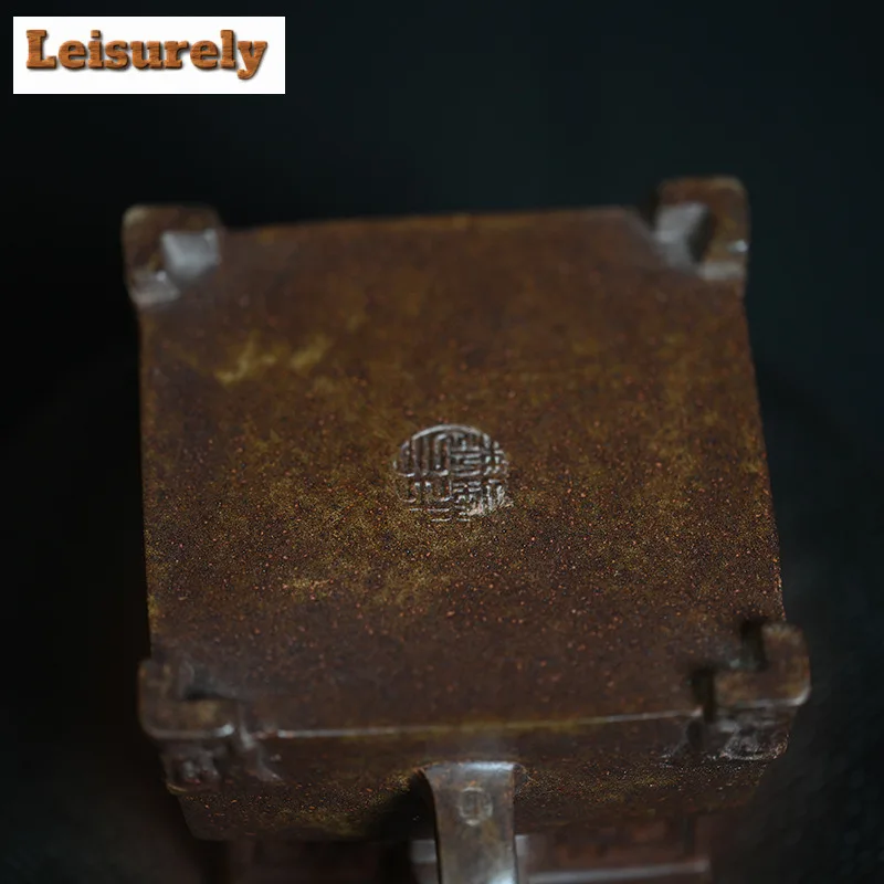 200ml Yixing Purple Clay Teapots Handmade Square Pot Raw Ore Wood-fired Porcelain Mud Tea Brewing Kettle With Infuser Zisha Tea