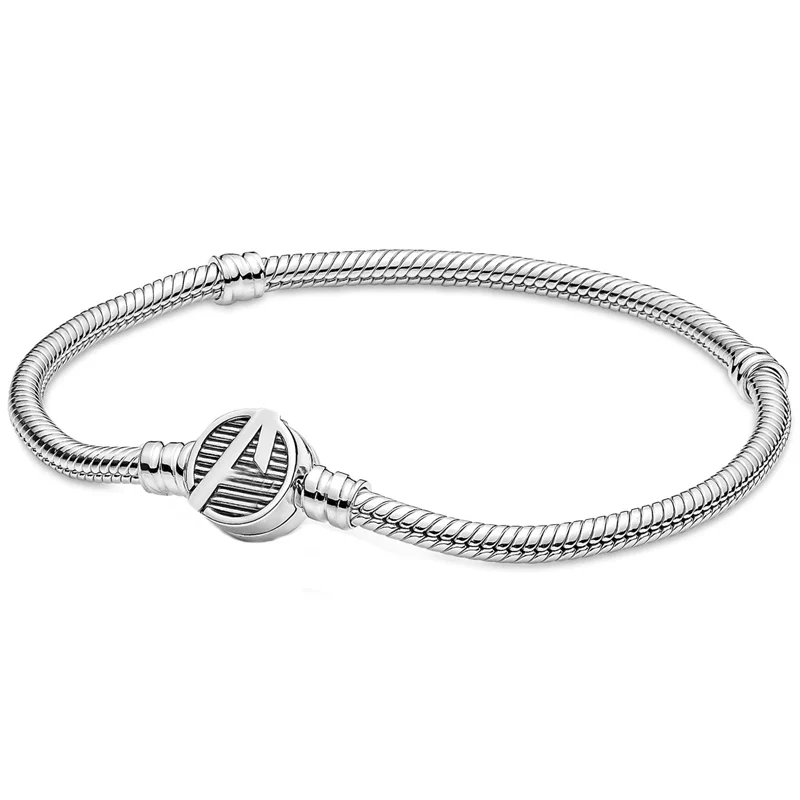 

New Moments Signature Symbol Clasp Snake Chain Bracelet With Crystal Fit 925 Sterling Silver Bead Charm Europe Diy Jewelry