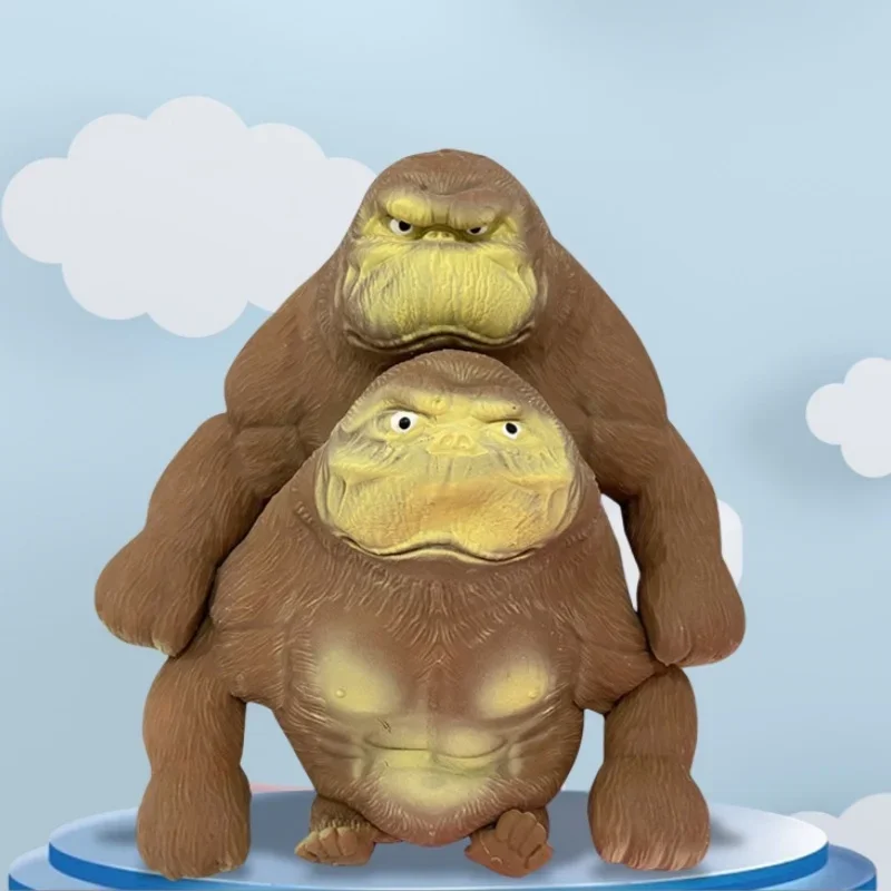 Gorilla Figurines Cute Humorous Expression Monkey Statues Stretchable Squeeze Animal Office Ornament
