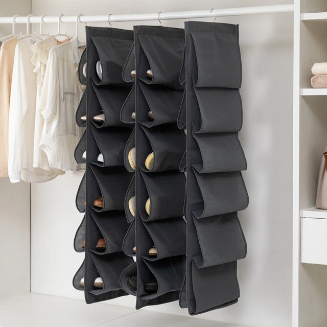 Hanging Closet Organizer, 10 Shelves Hanging Shoe Organizer for Closet  Breathable Poly Canvas for Shoes 87HA - AliExpress