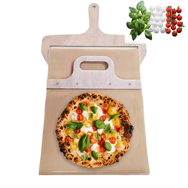 Sliding Pizza Peel Wooden Portable Pizza Peel Spatula Paddle With Handle Baking Supplies Kitchen Tool 1pc 55*40cm