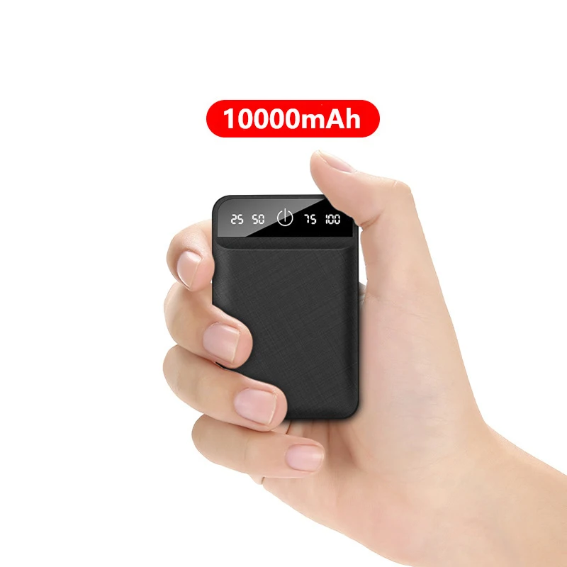 

Mini Power Bank 10000mAh Dual USB 2.1A Fast Charging Powerbank Portable Charger External Battery Pack Poverbank for Mobile Phone