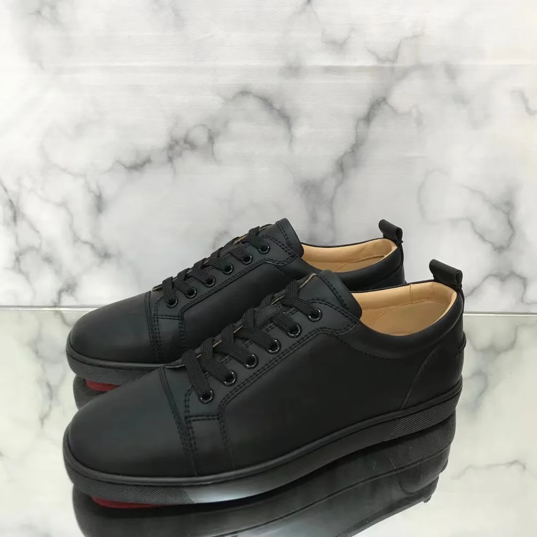 

Fashion Luxury Low Top For Men Dress Trainers Driving Spiked Solid Black Genuine Leather Wedding No Rivets Flats Sneakers Shoes