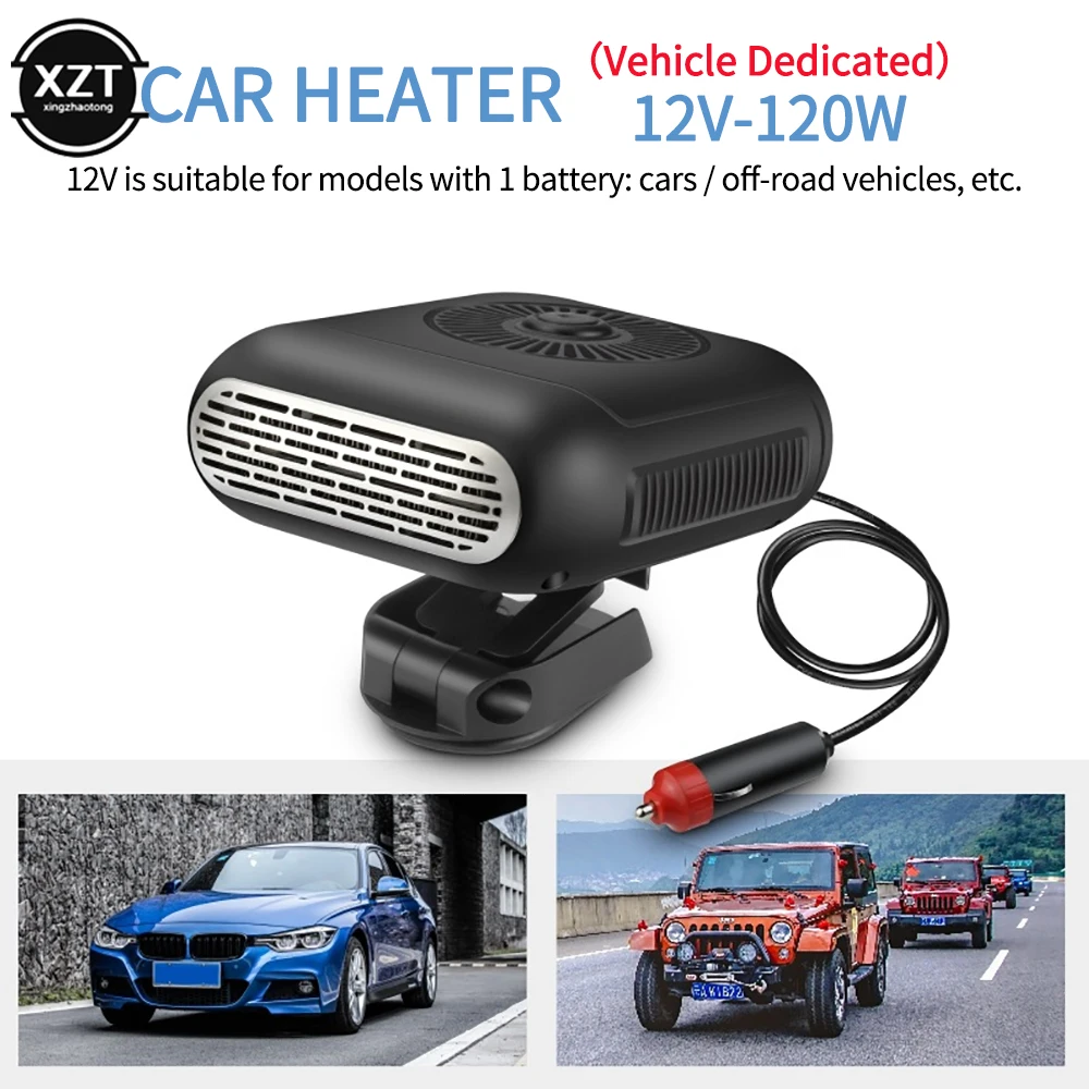 

12V 24V Portable Powerful Car Heater 360 Rotation Heating Cooling Fan Demister Car Defroster Remover Window Accessories 2023 New