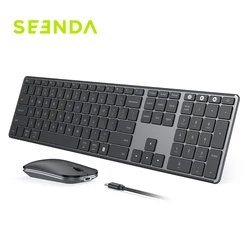 Seenda Wireless Bluetooth Rechargeable Keyboard and Mouse Combo, Multi-Device Slim Design (Black Gray)