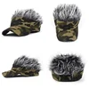 Men Baseball Cap With Spiked Hairs Wig Unisex Fake Wigs Hip Hop Sunhat Outdoor Camouflage Printed Jungle Cycling Sunshade Visors 5