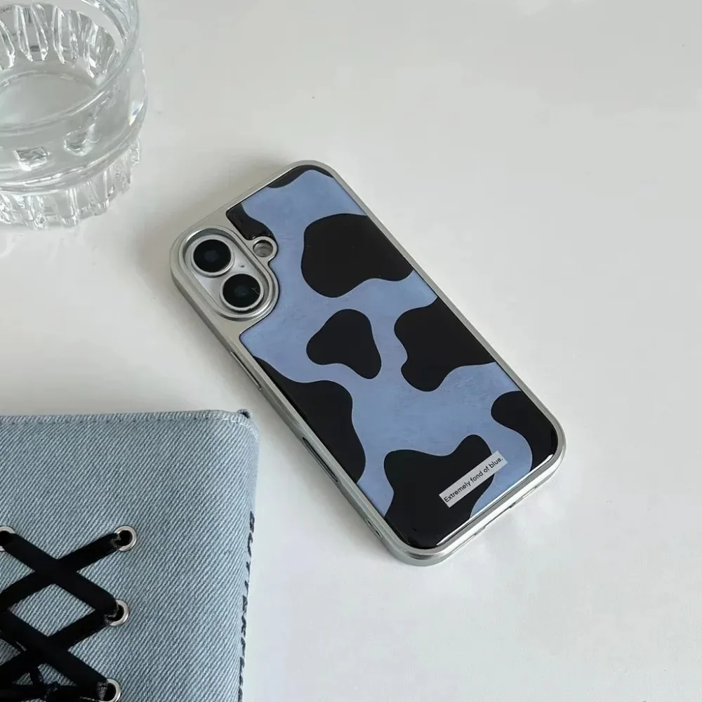 Retro Color Collision Pattern Electroplated Resin Black Phone Case Cover