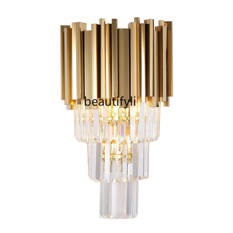 

Post-Modern Crystal Wall Lamp Hotel Living Room Bedroom Bedside Background Wall Double Wall Lamp