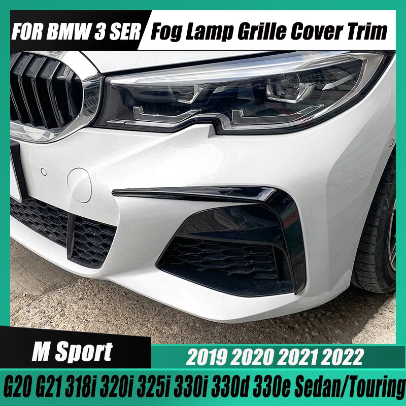 For Bmw G20 G21 Car Front Bumper Lip Spoiler Fog Lamp Cover Trim Grille