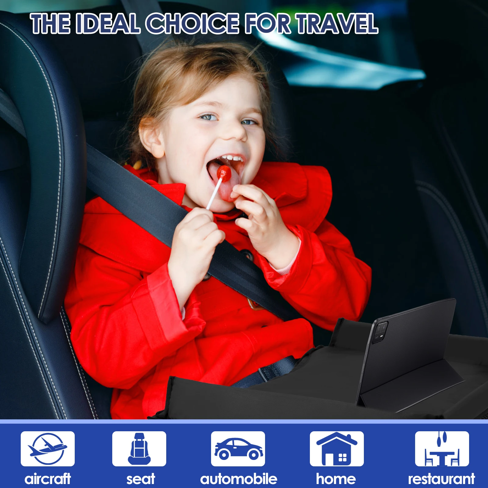 Kids Car Seat Activity Tray - Waterproof Travel Play Tray With Storage - View #8