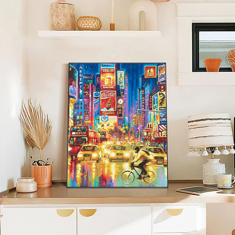 Painting by Numbers Kits HUACAN Landscape City Hand Paint Canvas Tower Flower Home Decoration DIY Gift