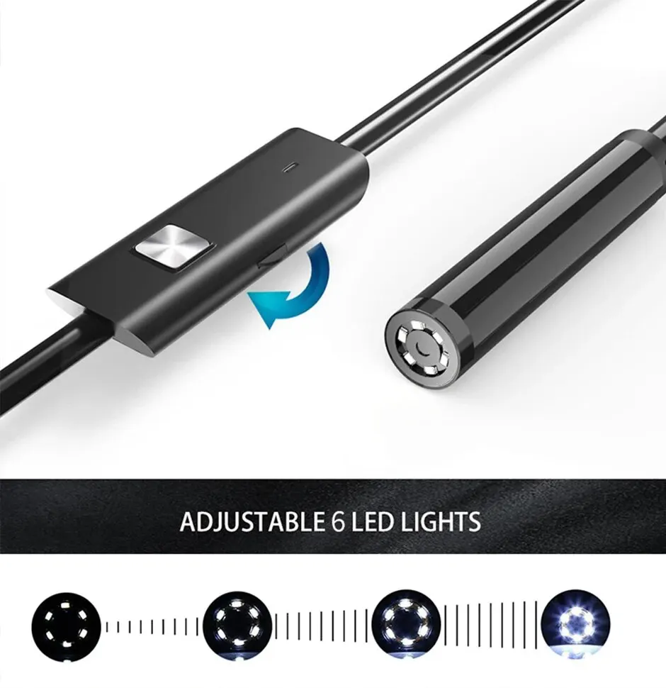 7.0MM TYPE-C Endoscope Camera IP67 Waterproof 6 LEDs Adjustable USB Android Flexible Inspection Borescope Cameras for Phone PC 3